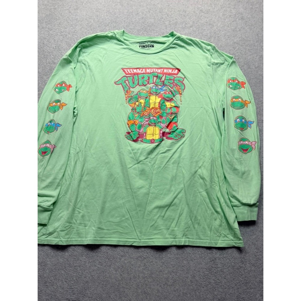 Nickelodeon TMNT Teenage Mutant Ninja Turtles Green Long Sleeve Shirt Mens 2X